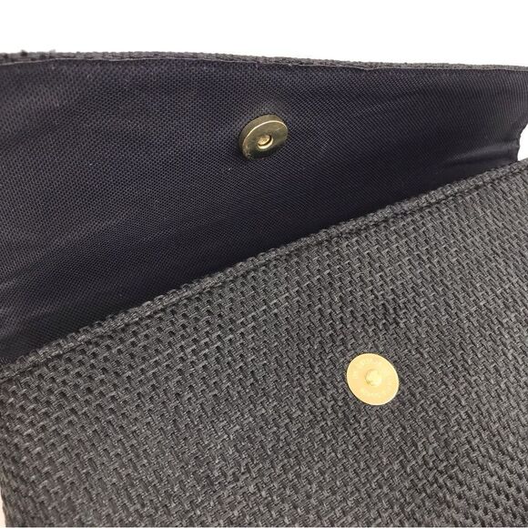 Boutique Black Burlap and Bead Medallion Summer Envelope Clutch Bag - Picture 8 of 13